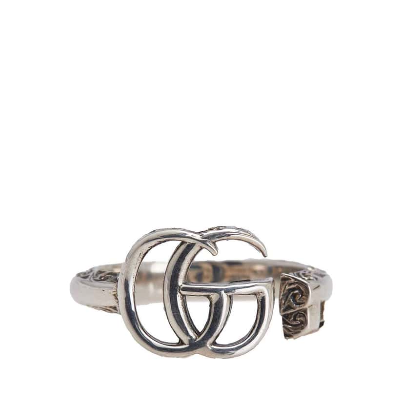 Gucci Sterling Silver GG Marmont Key Ring Silver Silver Good condition - Front View