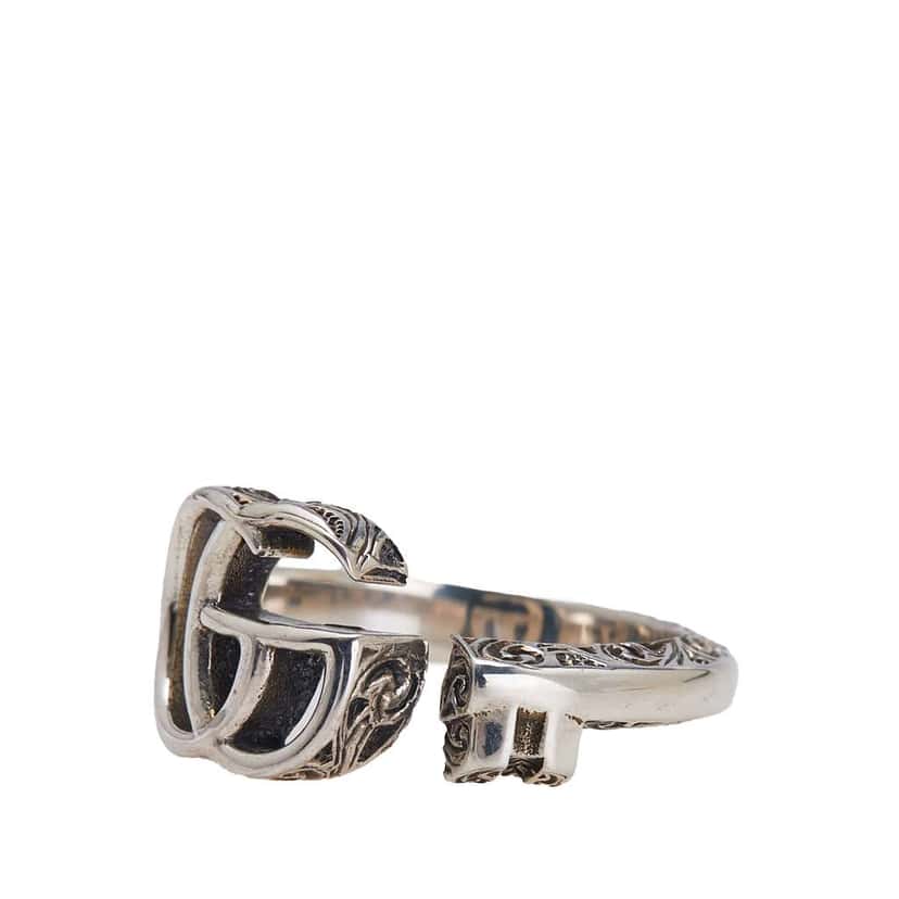 Gucci Sterling Silver GG Marmont Key Ring Silver Silver Good condition - Back View