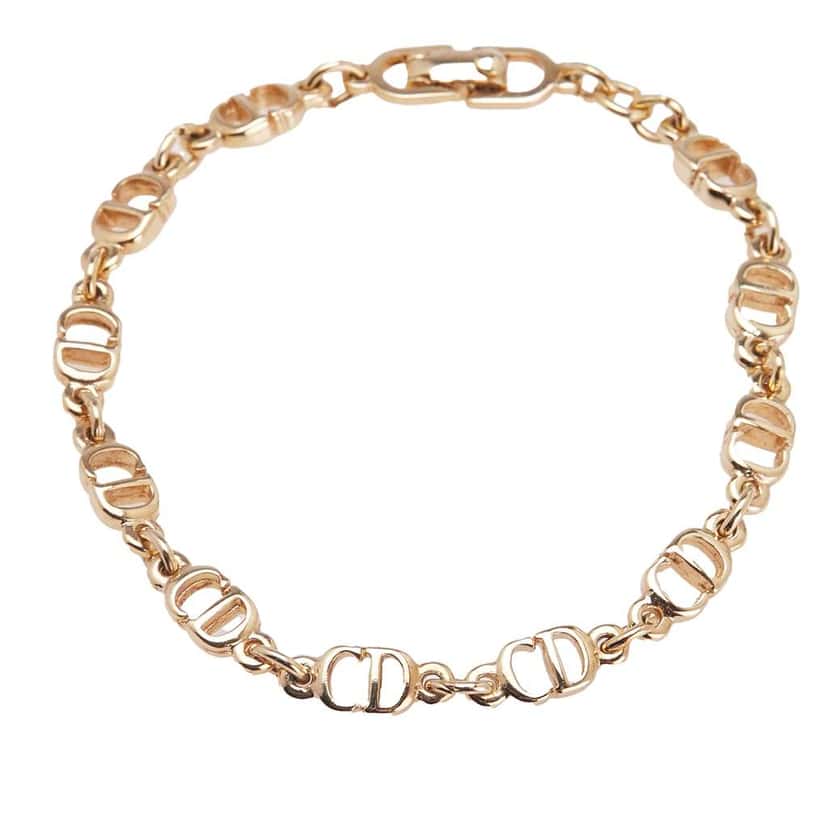 Dior Gold Plated CD Logo Chain Bracelet Gold Metal Good condition - Front View