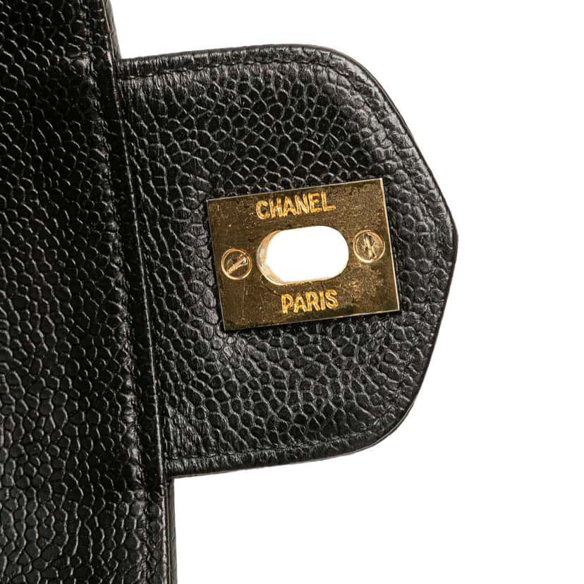 Chanel CC Chevron Caviar Turnlock Vanity Bag Black Leather Good condition - Box View