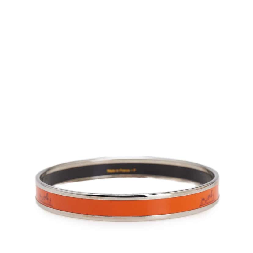 Hermès Narrow Caleche Enamel Bangle 62 Orange Good condition - Inside View