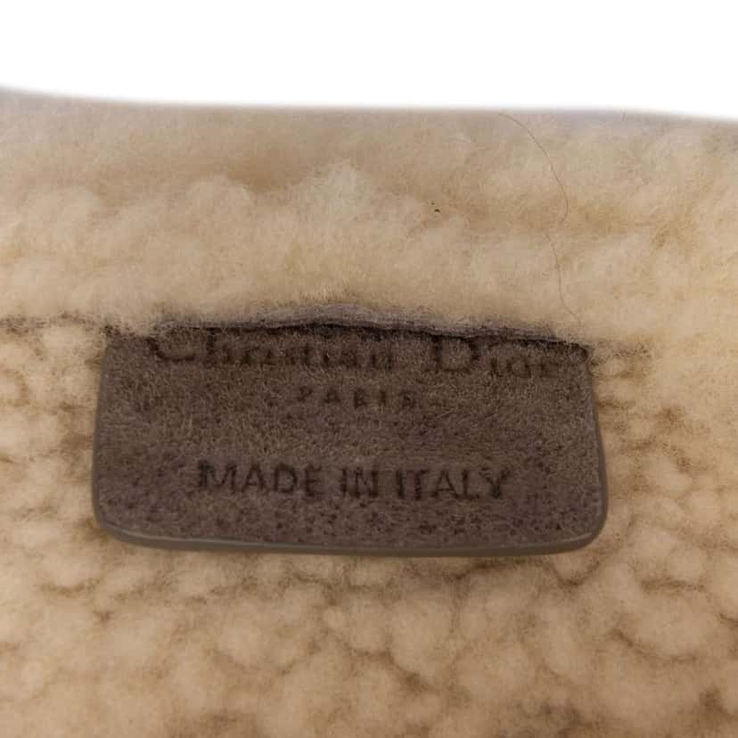 Dior Shearling Suede Saddle Bag Grey Leather Good condition - Box View