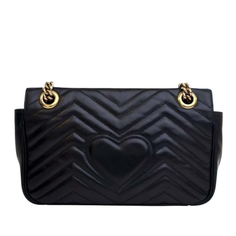 Gucci Medium GG Marmont Matelasse Leather Shoulder Bag Black Leather Good condition - Inside View