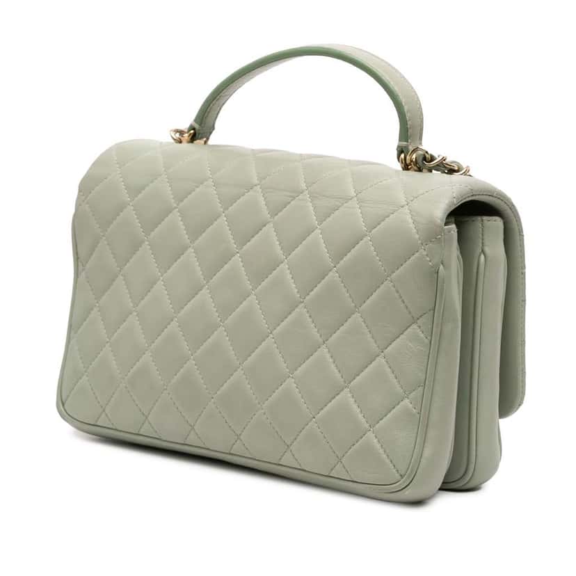 Chanel Small Quilted Lambskin Citizen Chic Flap Green Leather Good condition - Back View