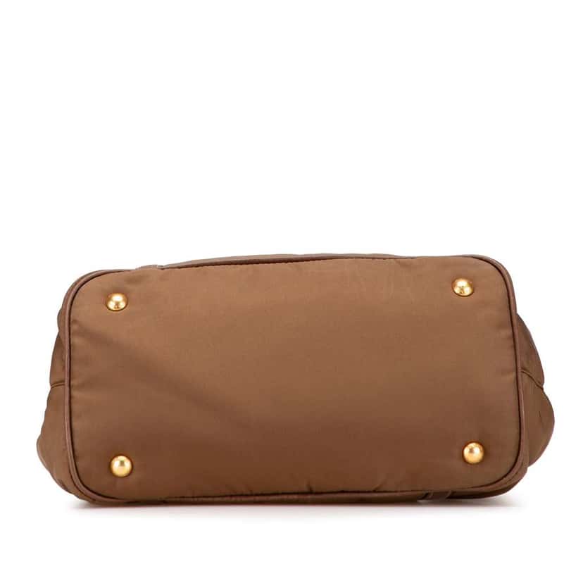 Prada Vitello Daino Trimmed Tessuto Satchel Brown Good condition - Inside View