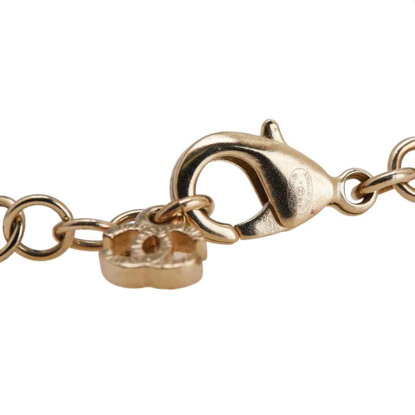 Chanel Gold Plated Faux Pearl Beaded CC Bracelet Gold Metal Good condition - Box View