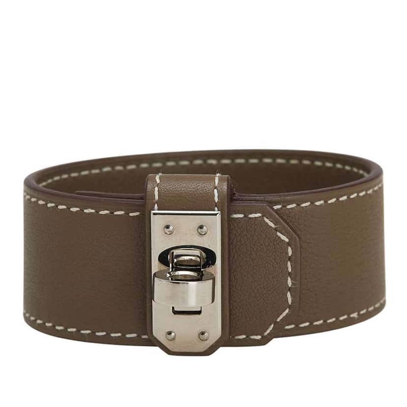 Hermès Small Chevre Chamkila Kelly Twist Bracelet Brown Leather Good condition - Front View