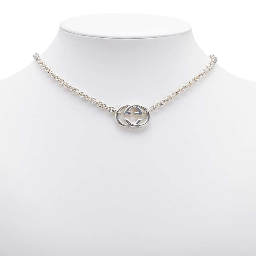 Gucci Sterling Silver Interlocking G Pendant Necklace Silver Silver Good condition - Model View