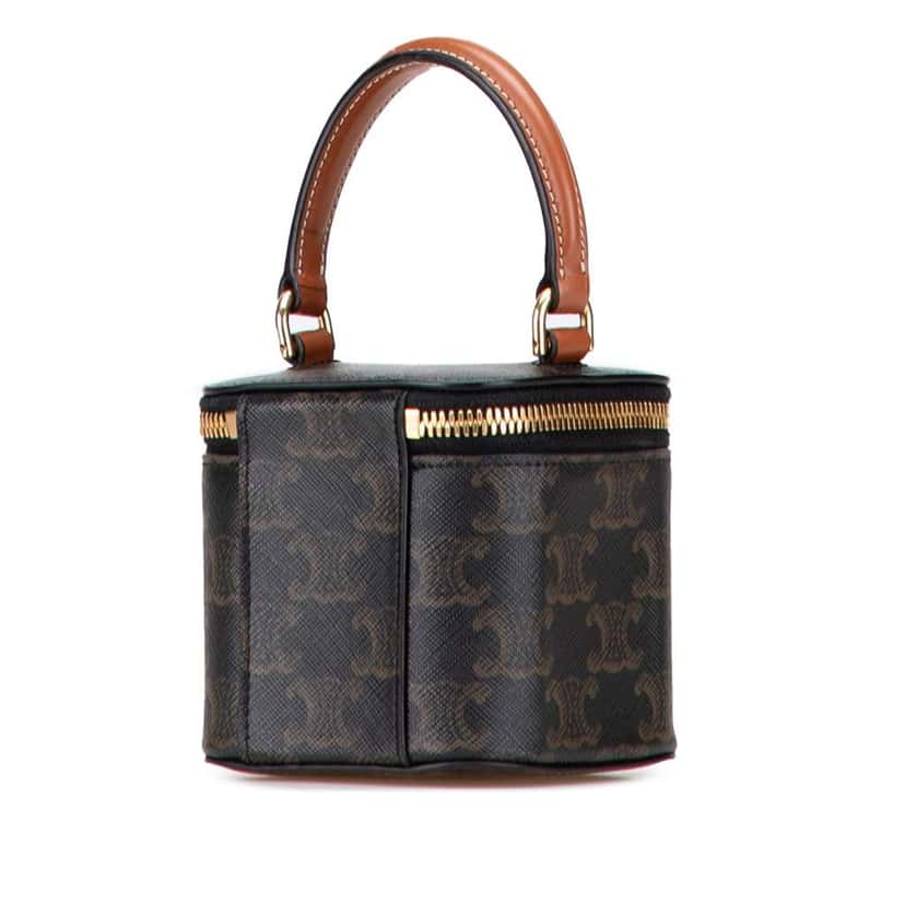 Celine Mini Triomphe Coated Canvas Vanity Case Brown Canvas Good condition - Back View