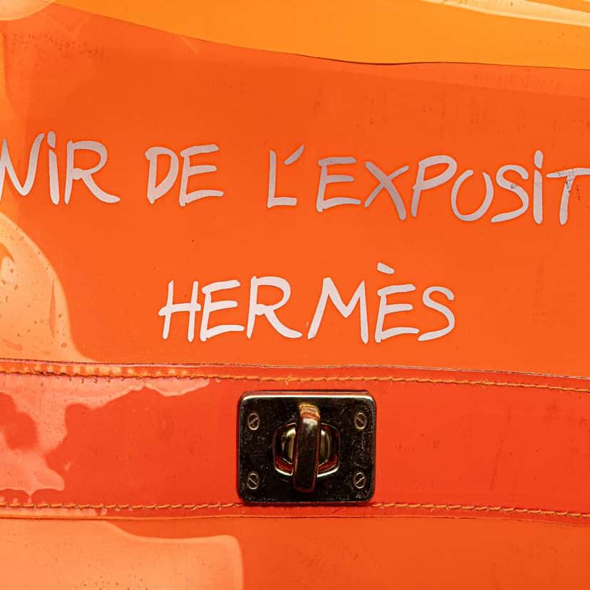 Hermès Vinyl Souvenir De L Exposition Kelly Handbag Orange Good condition - Box View