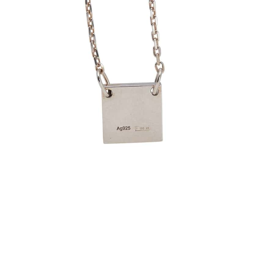 Gucci Sterling Silver Square Plate Logo Pendant Necklace Silver Silver Good condition - Back View