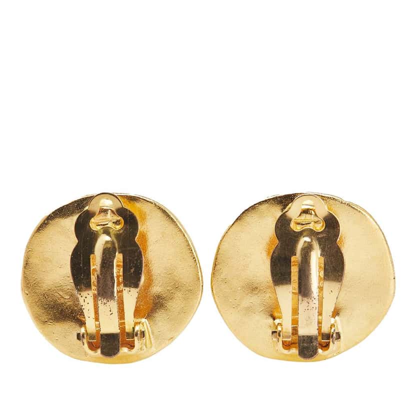 Chanel Gold Plated CC Logo Clip-on Earrings Gold Metal Good condition - Back View