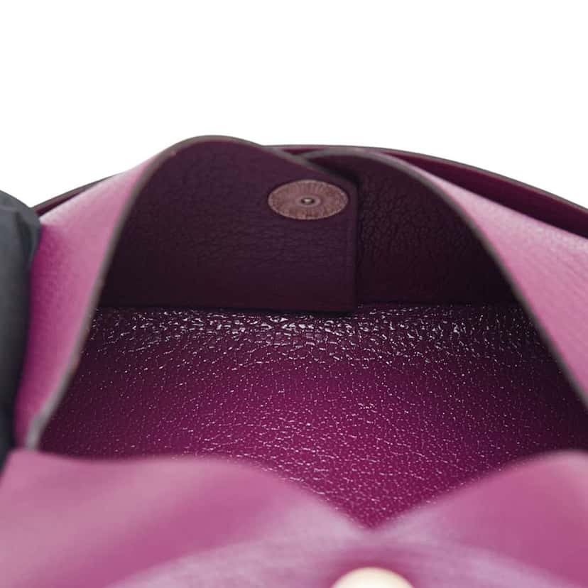 Hermès Chevre Mysore Calvi Card Holder Purple Leather Good condition - Box View