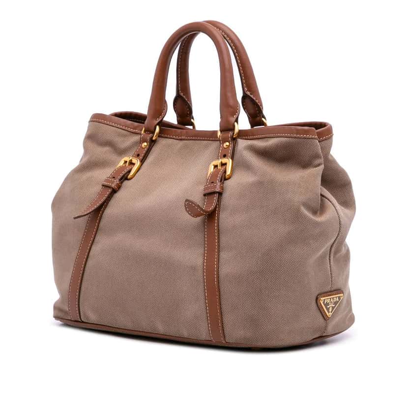 Prada Canvas Canapa Logo Satchel Brown Canvas Good condition - Back View