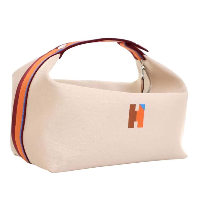 Hermès Large Canvas Bride A Brac H Pavillon Case Brown Canvas Good condition - Back View