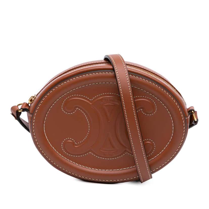 Celine Small Calfskin Cuir Triomphe Oval Crossbody Brown Leather Good condition - Front View