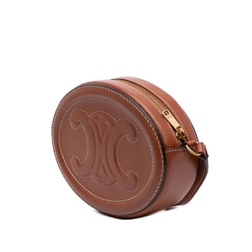 Celine Small Calfskin Cuir Triomphe Oval Crossbody Brown Leather Good condition - Back View