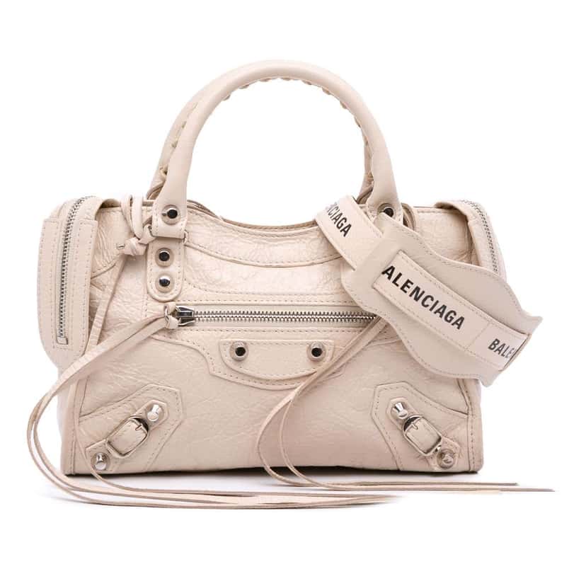 Balenciaga Mini Lambskin Motocross Classic City Satchel White Leather Good condition - Front View