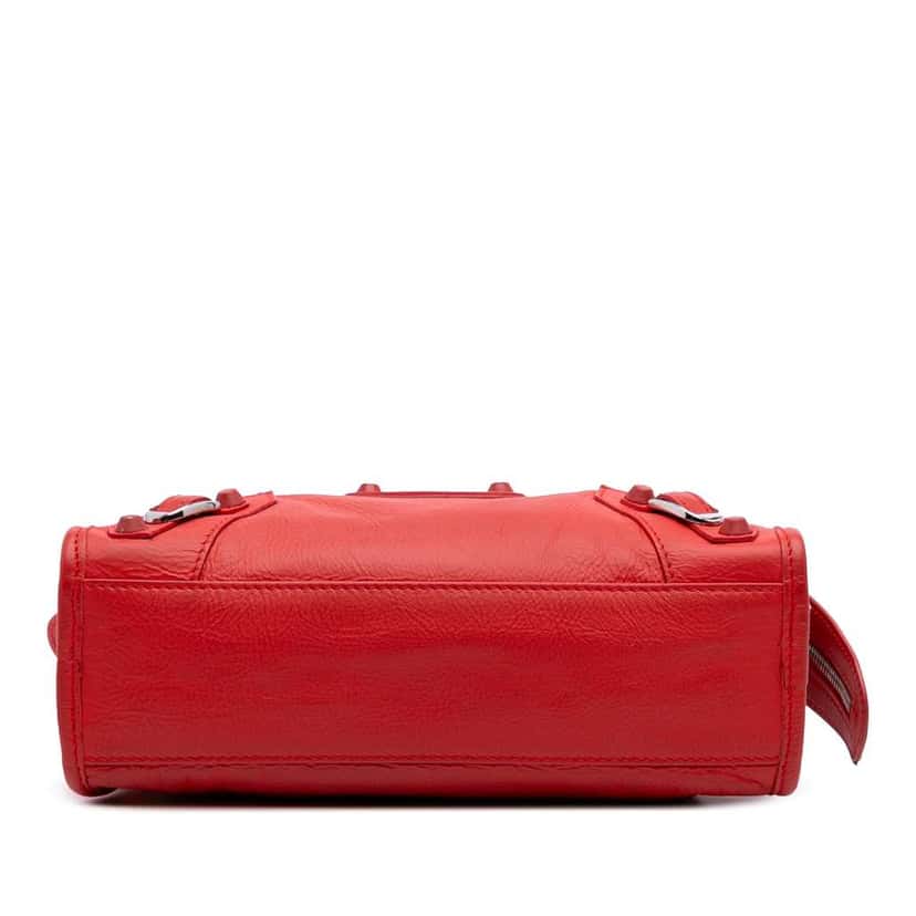 Balenciaga Mini Matte Goatskin Motocross Rubber Covered Classic City Satchel Red Leather Good condition - Inside View