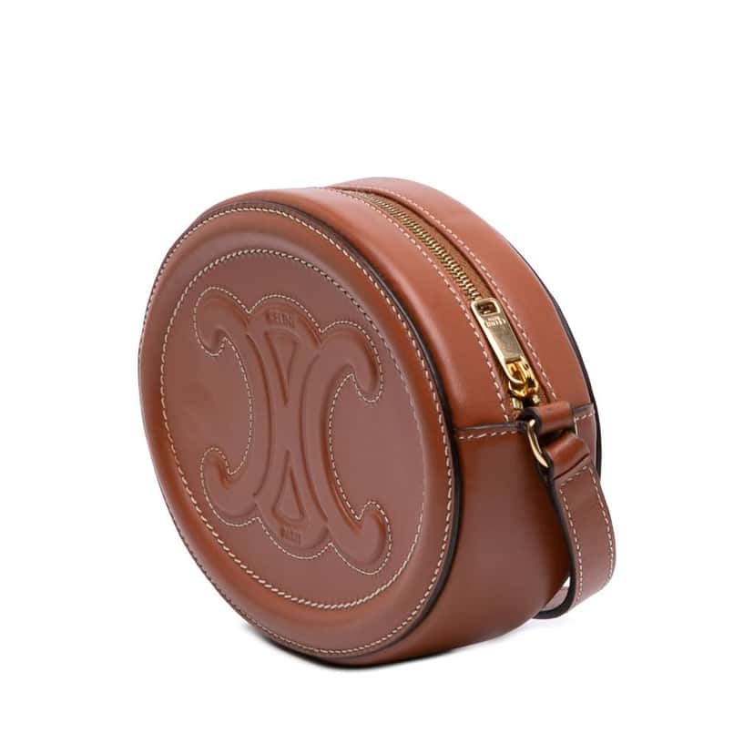 Celine Small Calfskin Cuir Triomphe Oval Crossbody Brown Leather Good condition - Back View