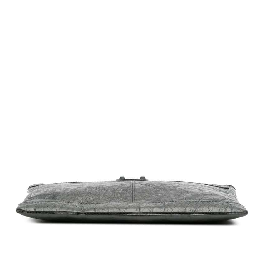 Balenciaga Lambskin Motocross Classic Clip Clutch Green Leather Good condition - Inside View
