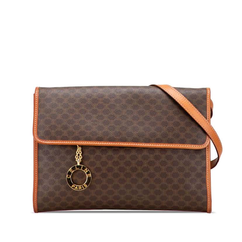 Celine Macadam Coated Canvas Crossbody Brown Canvas Good condition - Front View