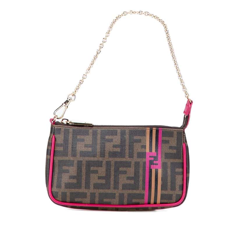 Fendi Zucca Spalmati Chain Pochette Brown Canvas Good condition - Front View