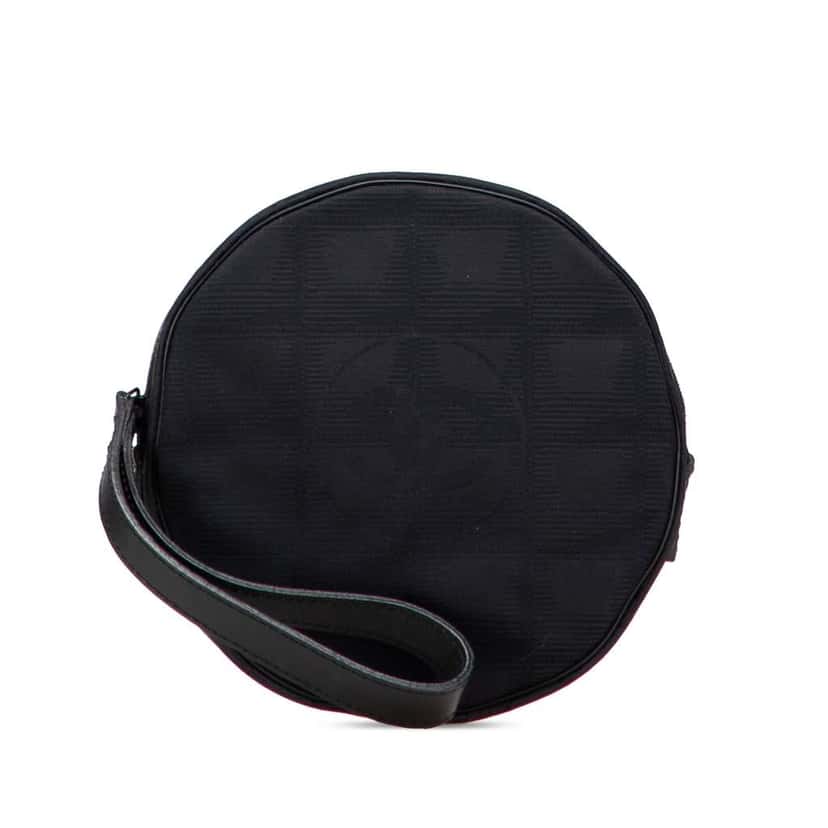 Chanel New Travel Line Nylon Round Pouch Black Very good condition - Front View