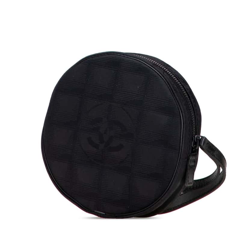 Chanel New Travel Line Nylon Round Pouch Black Very good condition - Back View