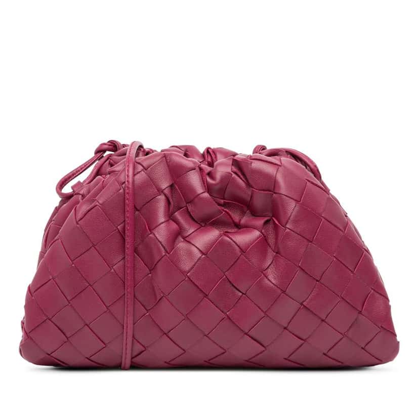 Bottega Veneta Nappa Intrecciato The Mini Pouch Crossbody Pink Leather Good condition - Front View