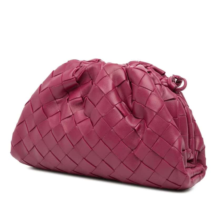 Bottega Veneta Nappa Intrecciato The Mini Pouch Crossbody Pink Leather Good condition - Back View