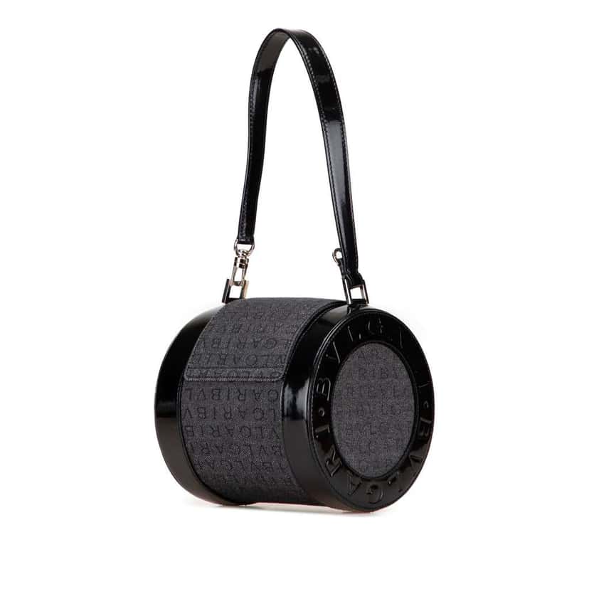 Bvlgari Mini Logomania Denim B Zero1 Cylinder Flap Black Denim Good condition - Back View