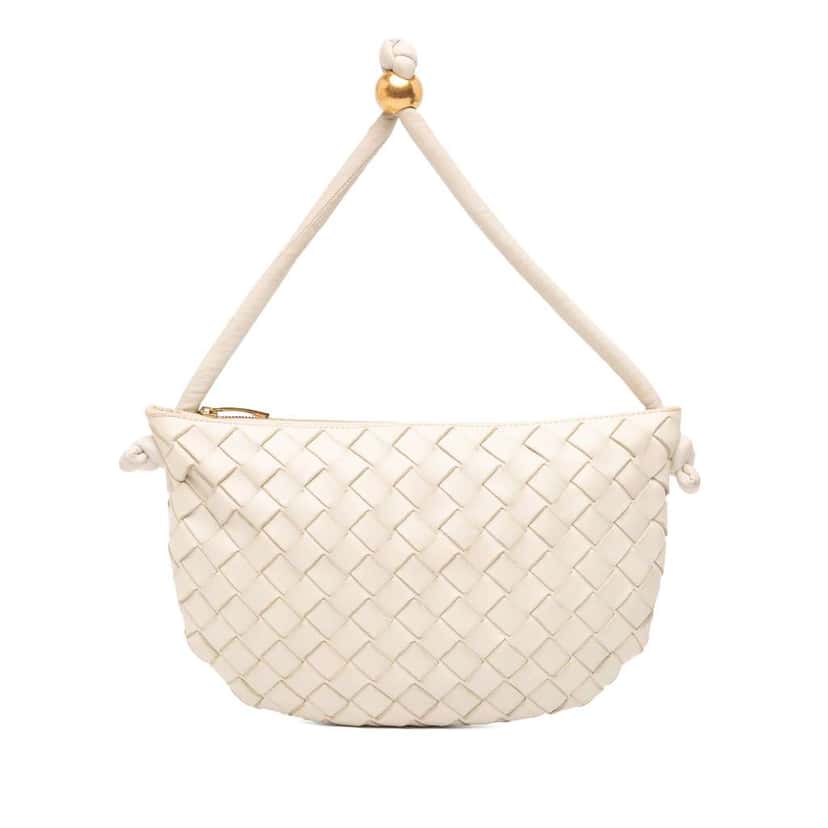 Bottega Veneta Small Lambskin Intrecciato Turn Pouch White Leather Good condition - Front View