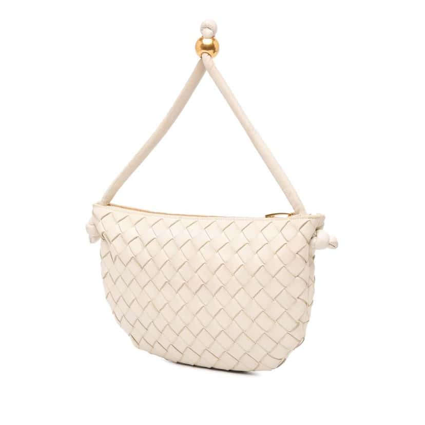 Bottega Veneta Small Lambskin Intrecciato Turn Pouch White Leather Good condition - Back View