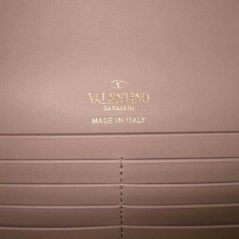 Valentino Calfskin Rockstud Envelope Wallet on Chain Brown Leather Good condition - Box View
