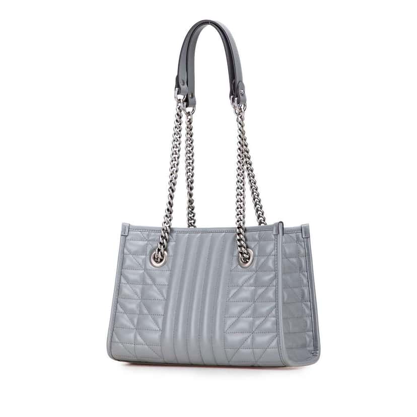 Gucci Small GG Marmont Matelasse Leather Aria Chain Tote Grey Leather Good condition - Back View