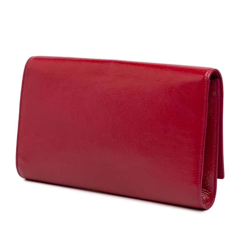 Saint Laurent Large Textured Patent Belle De Jour Clutch Pink Leather Good condition - Back View