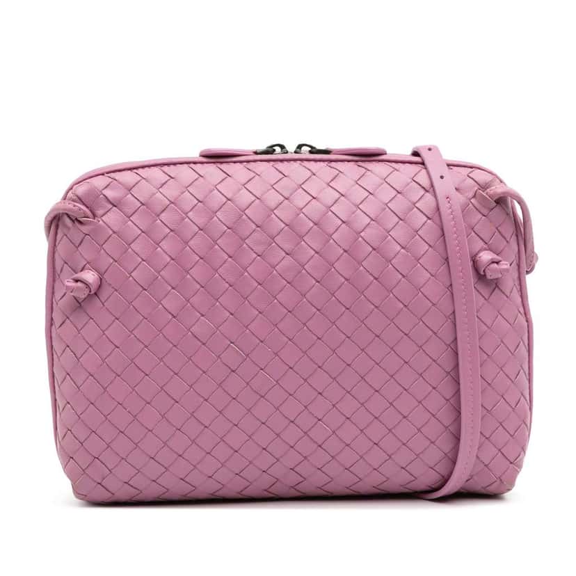 Bottega Veneta Nappa Intrecciato Nodini Crossbody Pink Leather Good condition - Front View