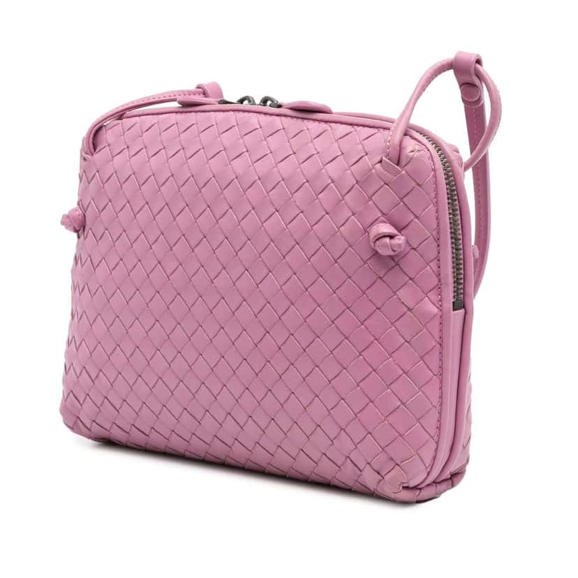 Bottega Veneta Nappa Intrecciato Nodini Crossbody Pink Leather Good condition - Back View