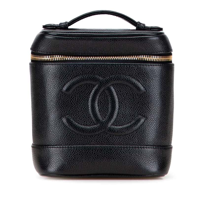 Chanel CC Caviar Vanity Bag Black Leather Good condition - Front View