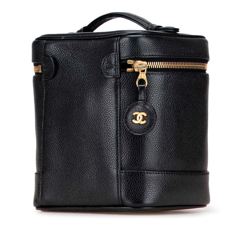 Chanel CC Caviar Vanity Bag Black Leather Good condition - Back View