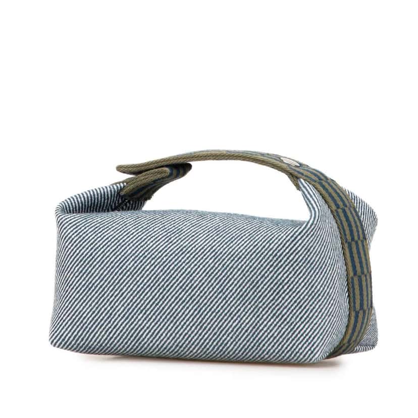 Hermès Small Wool Bride A Brac H Natte Case Blue Wool Good condition - Back View