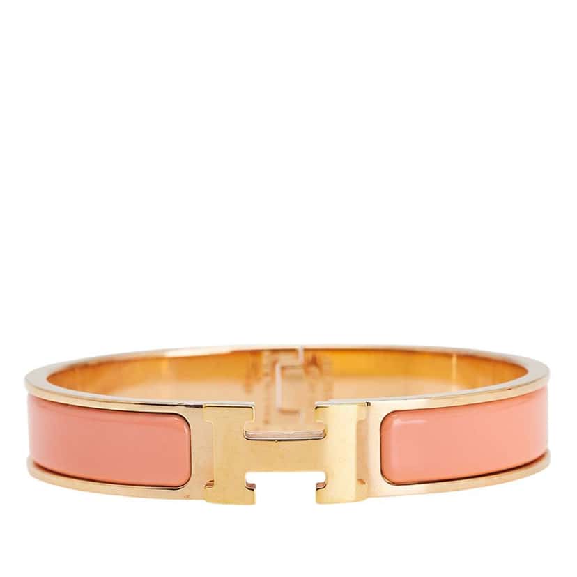 Hermès Narrow Enamel Clic H Bracelet PM Orange Good condition - Front View