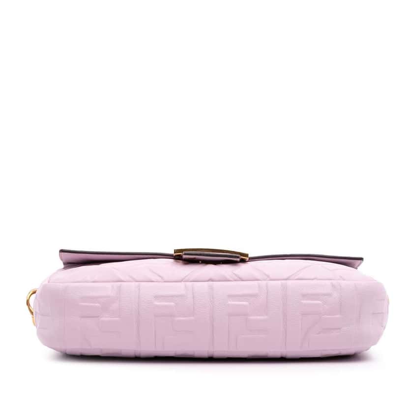 Fendi Medium Leather Embossed FF Baguette Satchel Pink Leather Good condition - Inside View