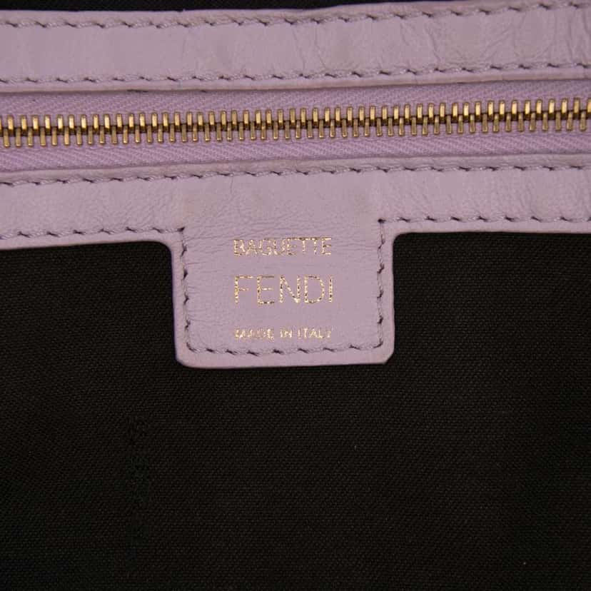 Fendi Medium Leather Embossed FF Baguette Satchel Pink Leather Good condition - Box View