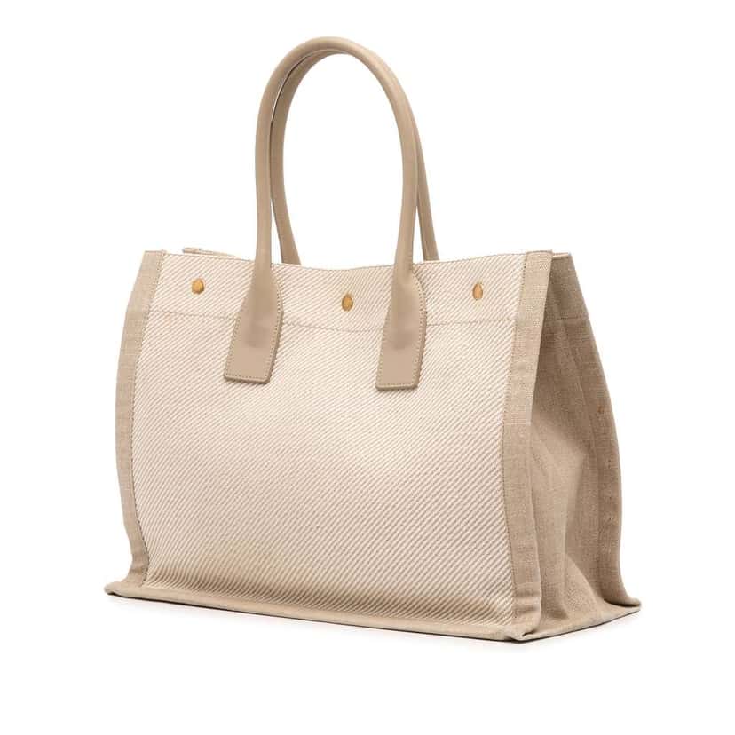 Saint Laurent Small Canvas Rive Gauche Tote Brown Canvas Good condition - Back View