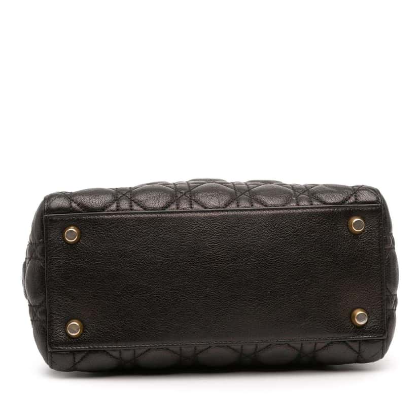 Dior Medium Grained Calfskin Cannage Supple Lady Dior Black Leather Good condition - Inside View