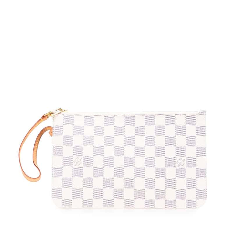Louis Vuitton Damier Azur Neverfull MM Pouch White Canvas Good condition - Front View