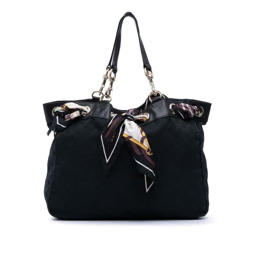 Gucci Large GG Canvas Positano Tote Black Canvas Fair condition - Front View