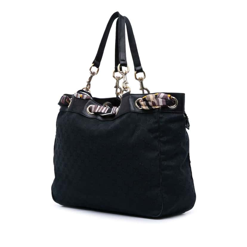 Gucci Large GG Canvas Positano Tote Black Canvas Fair condition - Back View